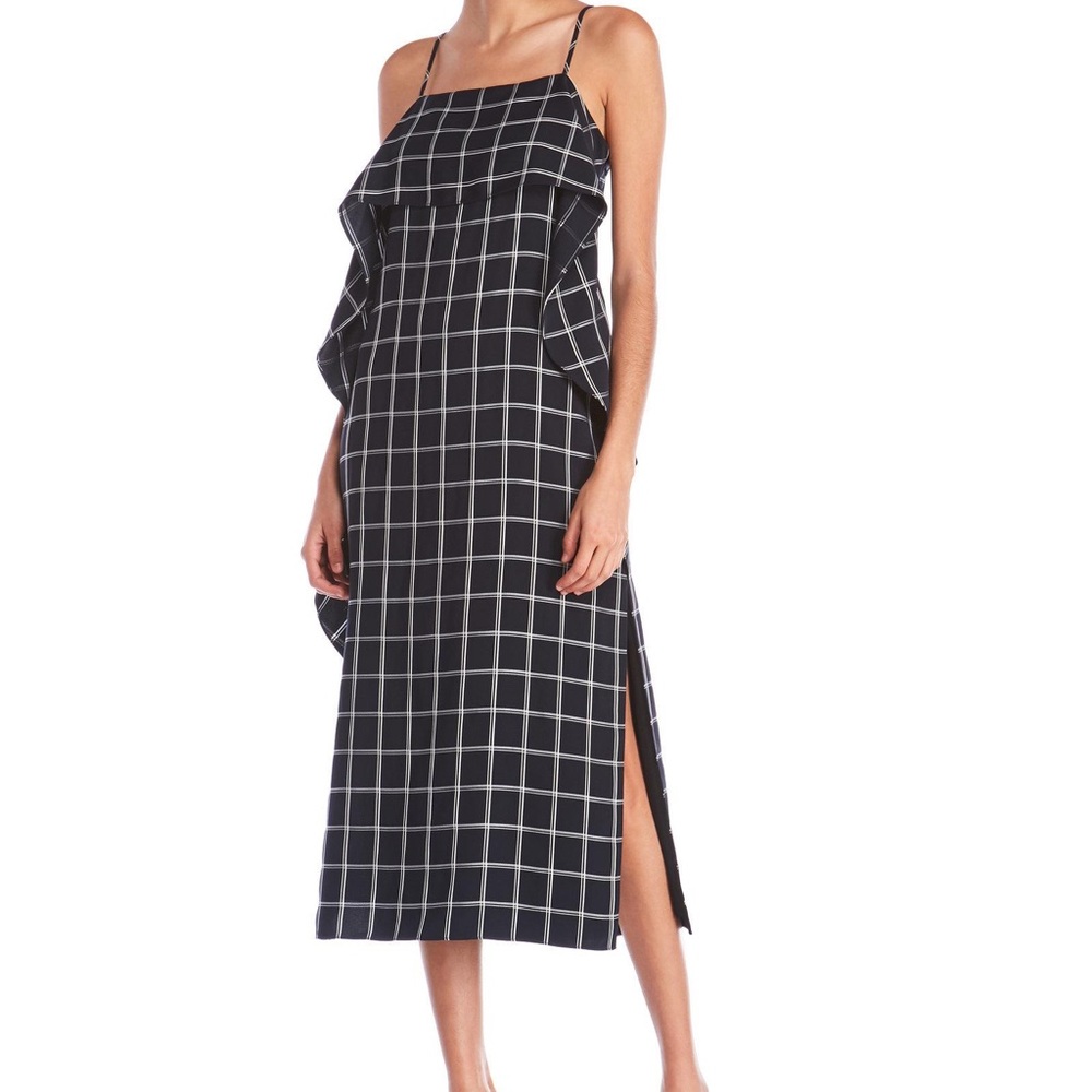 ELIZABETH AND JAMES Check Cascading Ruffle Dress